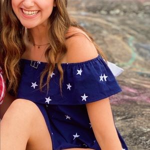 Lauren James Seersucker + Stars Bow Back Top, XS